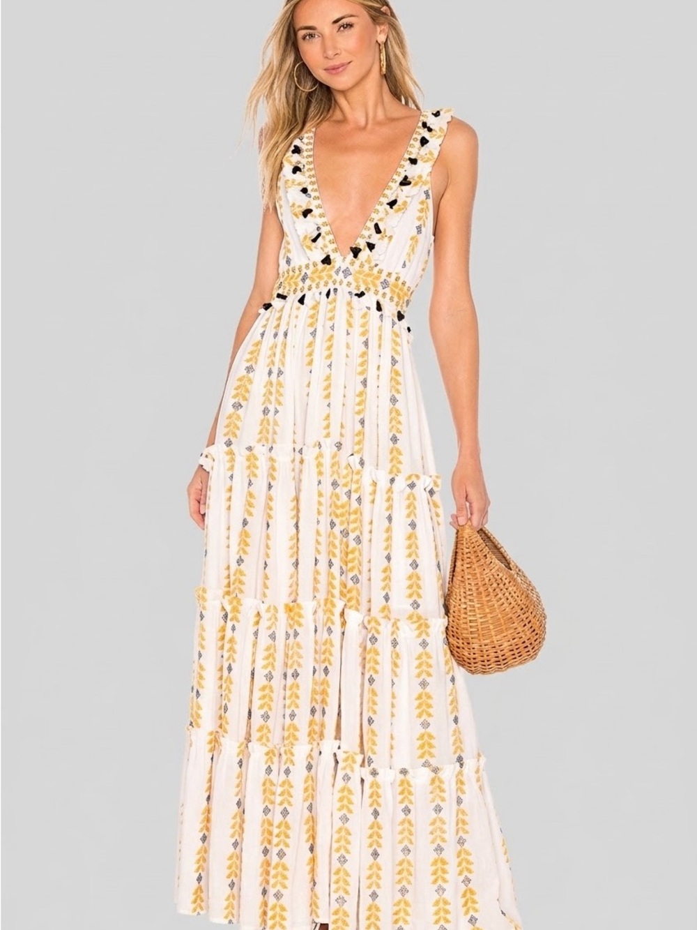 Dodo Barr Or bohemian hippie Alicia maxi dress L